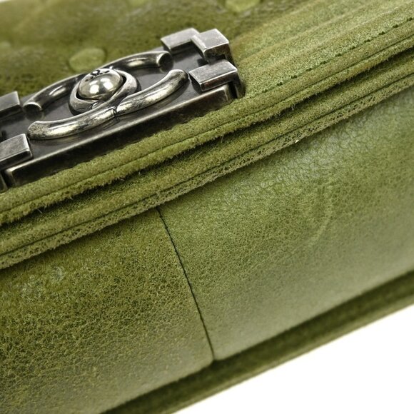 Boy Chanel Khaki Calfskin Medium Chain Shoulder Bag NQ00948 - Picture 6 of 10